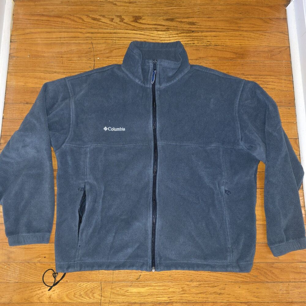 Columbia Gray Full Zip Collared Fleece Mens Regular Size XL